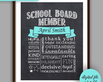 School Board Member Gift, Volunteer Gift, School Board Member Thank You Printable, Appreciation Gift, Digital File 8x10 SB1