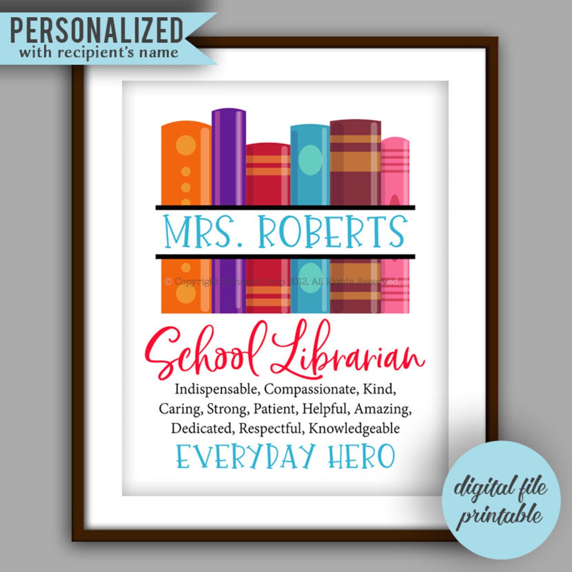 School Librarian Gift, Librarian Quote Printable, Librarian Christmas ...