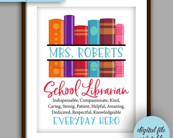 School Librarian Gift, Librarian Quote Printable, Librarian Christmas Gift,  School Librarian Thank You, Librarian Printable SL2