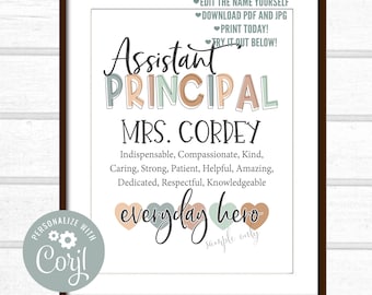Assistant Principal Gift, Assistant Principal Quote Printable, Unique Assistant  Principal Gift, Personalized Digital File 1AP-R og