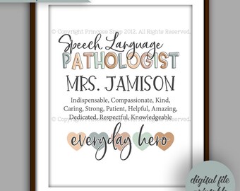 Speech-Language Pathologist Gift, Speech Therapist Printable, SLP Christmas, Speech Therapist Thank You, SLP Gift Printable
