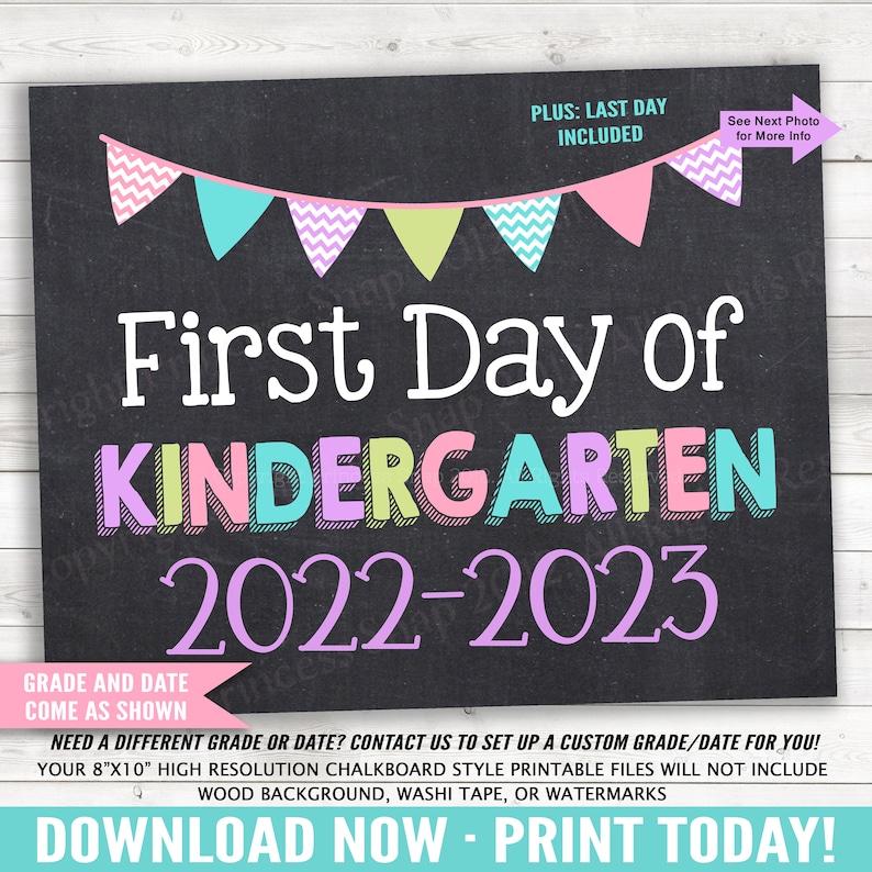 First And Last Day Of Kindergarten 2022 2023 Kindergarten Etsy New