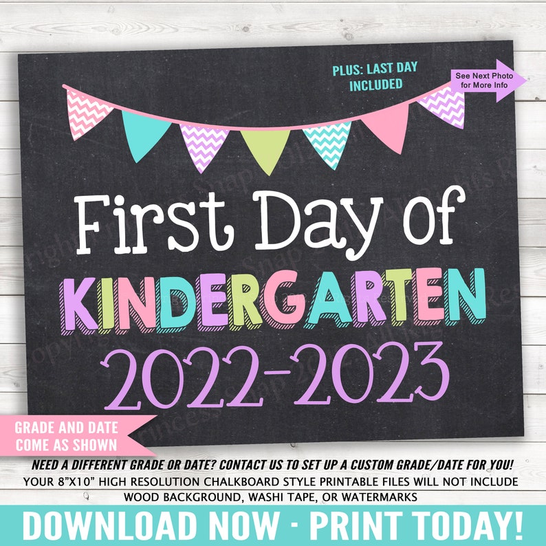 First and Last Day of Kindergarten 20222023 Kindergarten Etsy Singapore