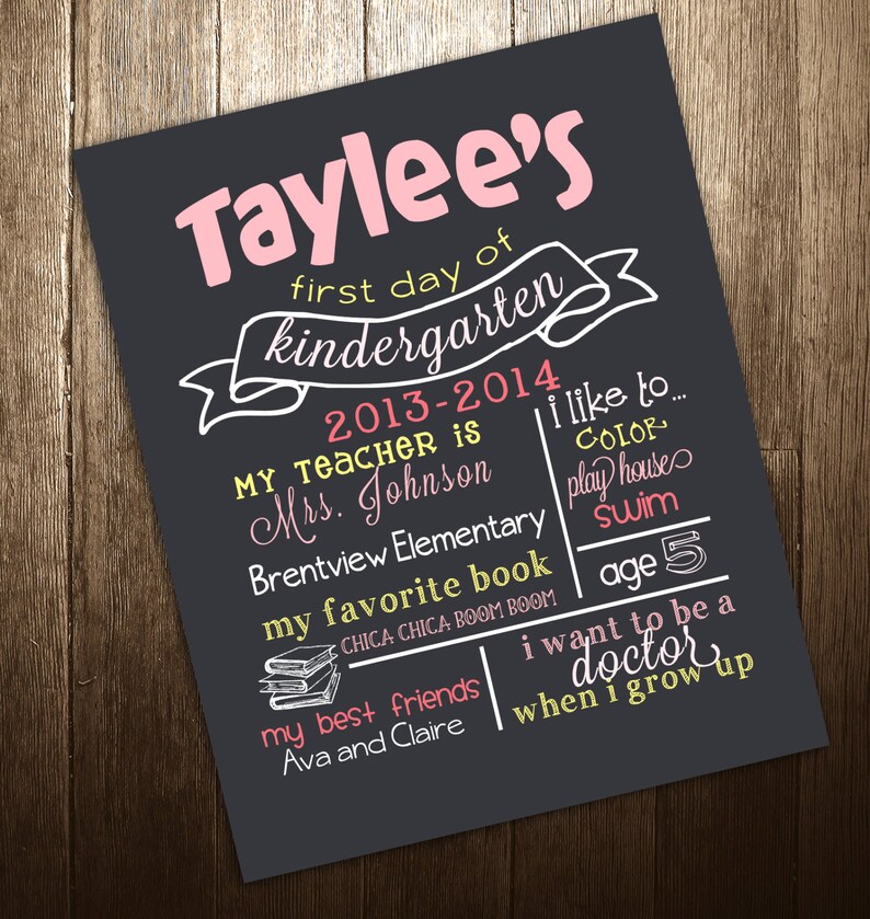 First or Last Day of School Chalkboard Poster Sign Printable Etsy