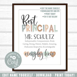 Principal Gift, Principal Quote Printable, Unique Principal Gift, Personalized Digital File og