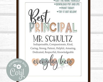 Principal Gift, Principal Quote Printable, Unique Principal Gift, Personalized Digital File og