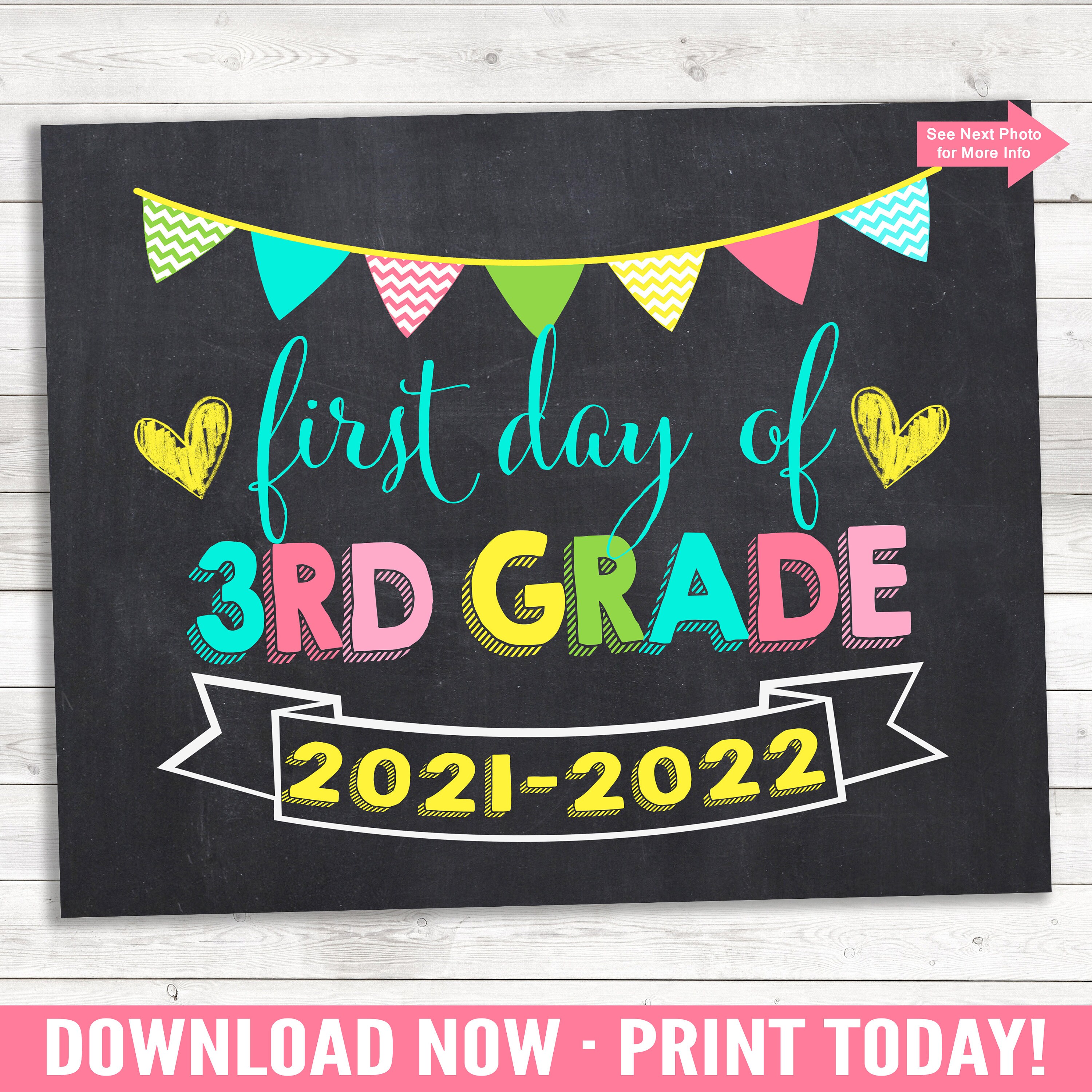First and Last Day of 3rd Grade 2021-2022 School Photo Prop | Etsy