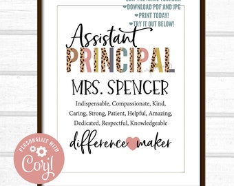 Leopard Assistant Principal Gift, Assistant Principal Quote Printable, Unique Assistant  Principal Gift, Personalized Digital File