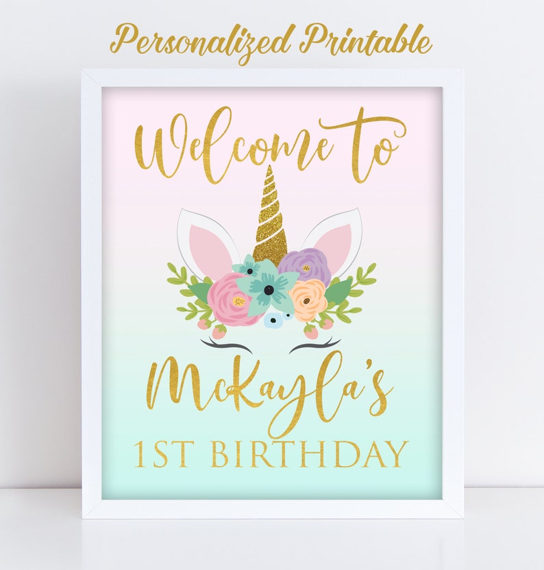Unicorn Welcome Sign Welcome Unicorn Party Welcome Printable | Etsy