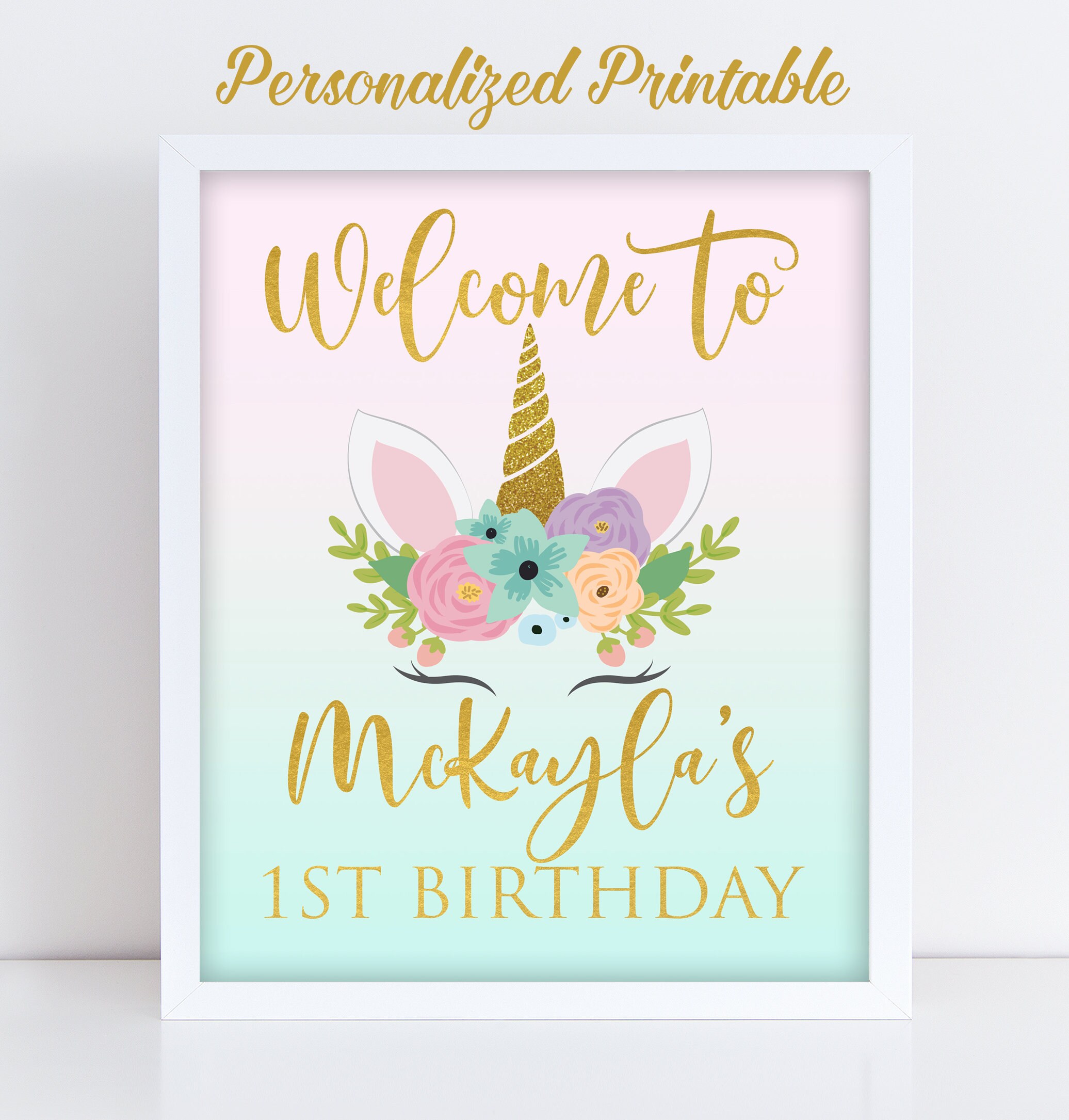 Unicorn Welcome Sign Welcome Unicorn Party Welcome Printable | Etsy
