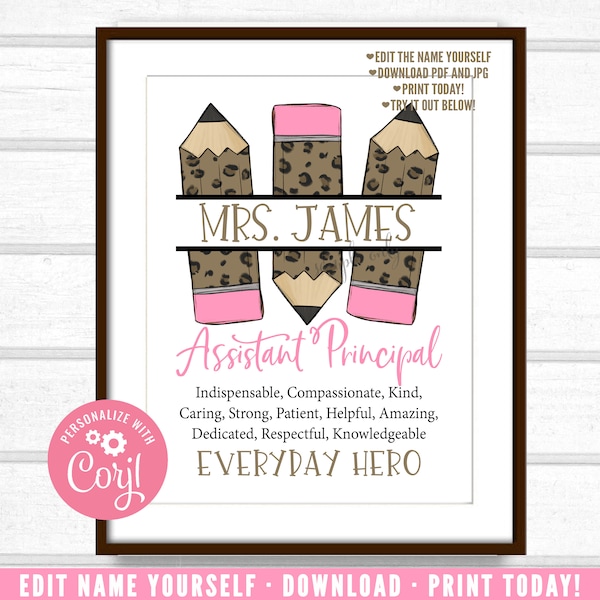 Assistant Principal Gift, Assistant Principal Quote Printable, Unique Assistant  Principal Gift, Personalized Digital File AP1 og