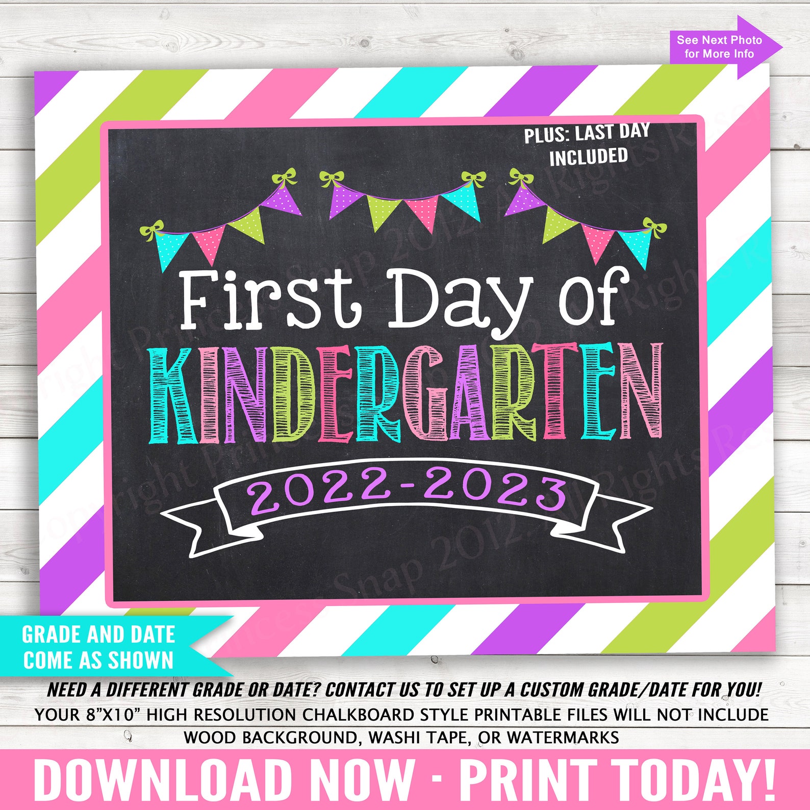 First Day of Kindergarten 20222023 Kindergarten Photo Prop Etsy Ireland