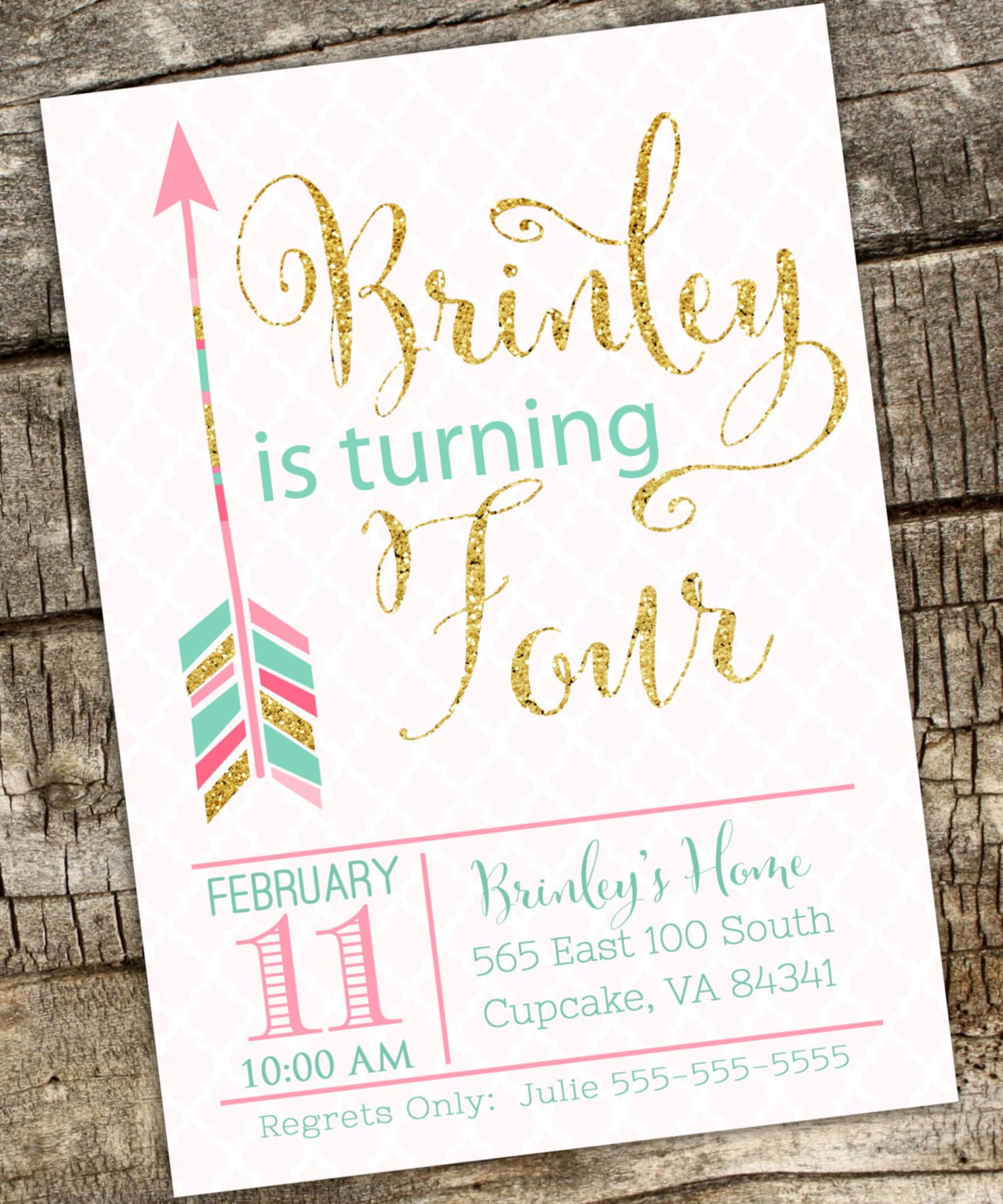 Arrow Birthday Party Invitation Arrow Party Invitation Etsy