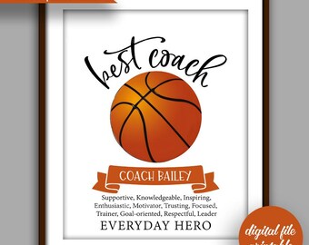 Basketball Coach Gift, Coach Quote Printable, Basketball Coach Christmas Gift, School Coach Thank You, Basketball Team Printable SL2