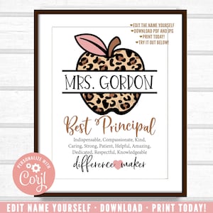 Leopard Apple Principal Gift, Principal Printable, Customized Principal Gift, Unique Principal Gift, Personalized Digital File og