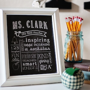 Teacher Gift - "The Best Teacher" Chalkboard Style Printable Digital File 8x10 JPG File