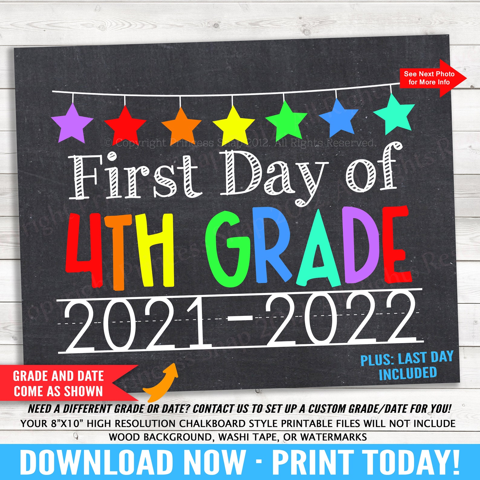 First and Last Day of 4th Grade 2021-2022 School Photo Prop | Etsy