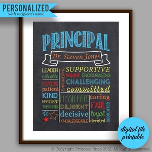 Principal Gift, Principal  Chalkboard Style Printable, Customized Principal Gift, Unique Principal Gift, Personalized Digital File PO1A