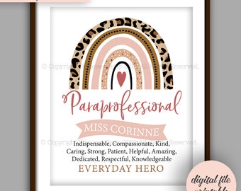 Paraprofessional Gift, Para Printable, Customizable Teacher Aide, Teacher Christmas Printable, Teacher Appreciation Gift, Para Thank Gift