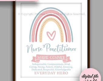 Rainbow Nurse Practitioner Gift, Nurse Practitioner Quote, NP Graduate Gift, ARNP Gift, Thank you Nurse, Printable NP4