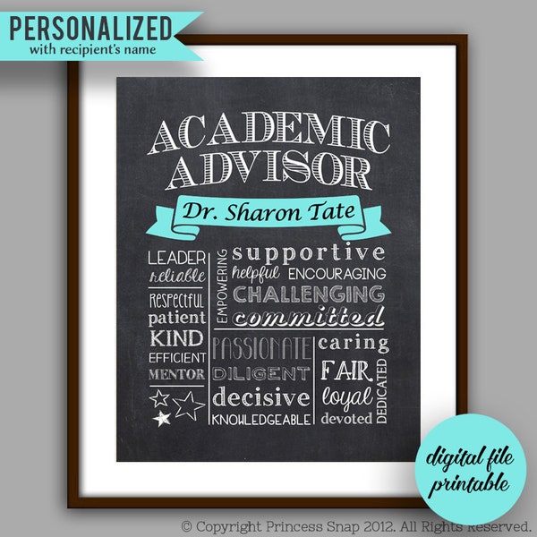 Academic Advisor Gift, Lead Teacher Chalkboard Style Printable, Unique Instructional Leader Gift, Personalized Digital File