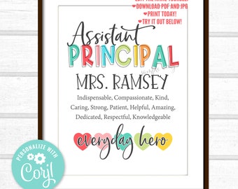 Assistant Principal Gift, Assistant Principal Quote Printable, Unique Assistant  Principal Gift, Personalized Digital File 1AP-R og