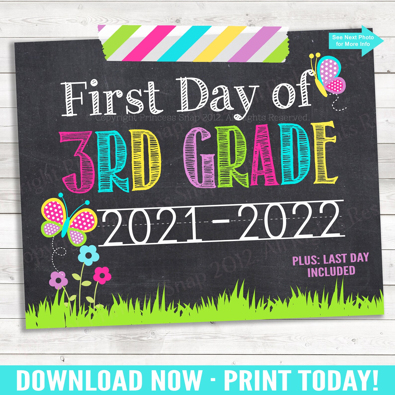 Butterfly First Day Of 3rd Grade 2021 2022 Third Grade Photo Etsy