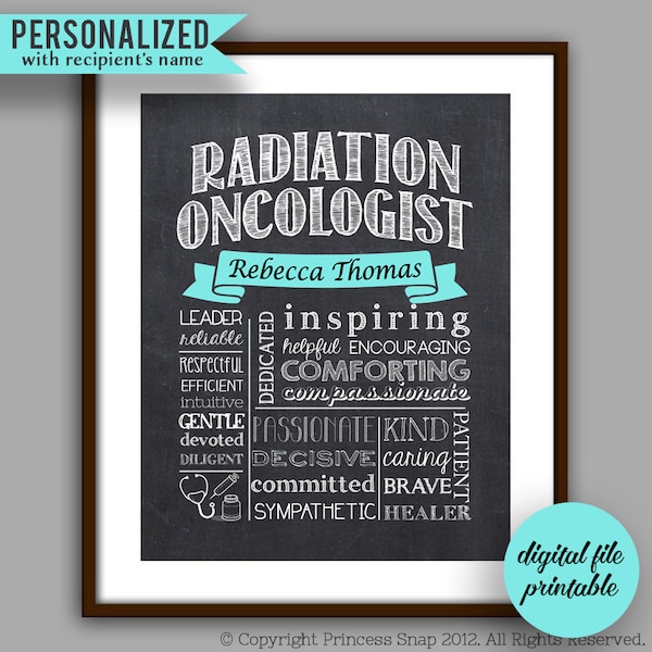 Radiation Oncologist Gift, Personalized Radiation Oncology, Doctor Graduate Gift, Appreciation Thank you Doctor, CHALKBOARD Style Printable