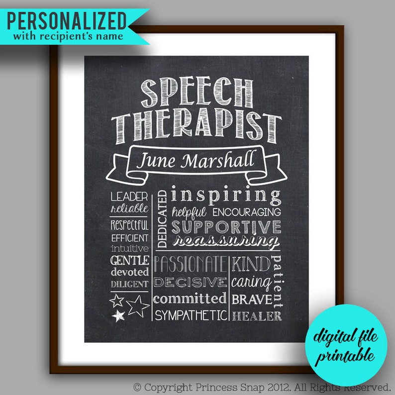 Speech Therapist Gift Speech Therapist Chalkboard Style Etsy