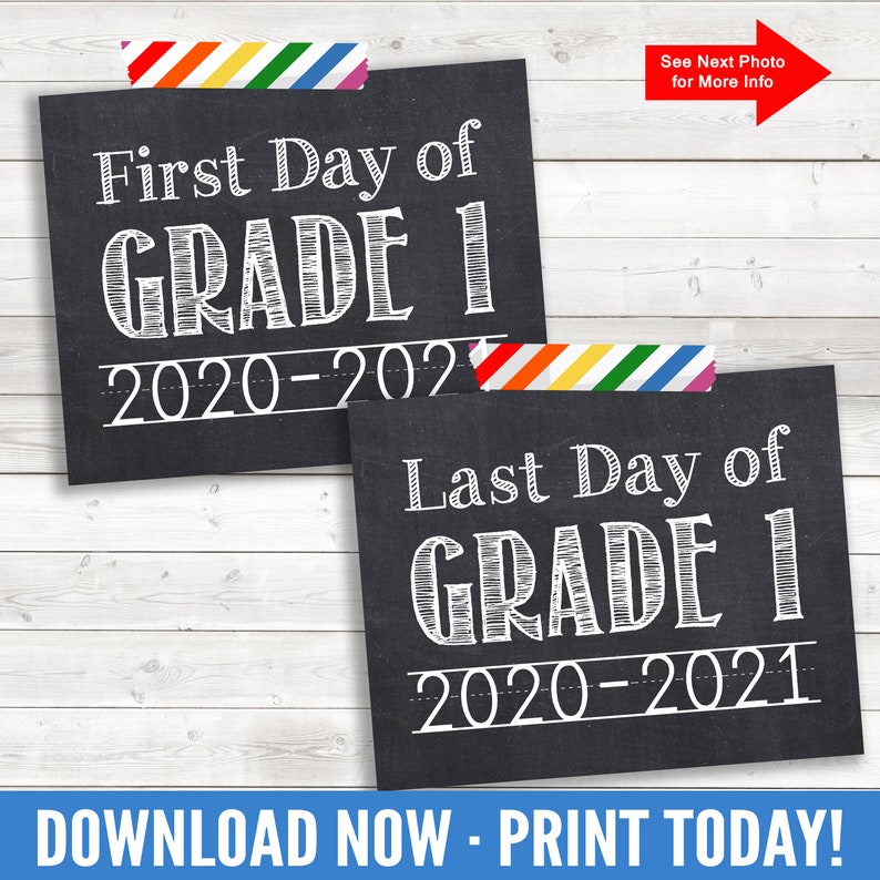 First and Last Day of Grade 1 20202021 White on