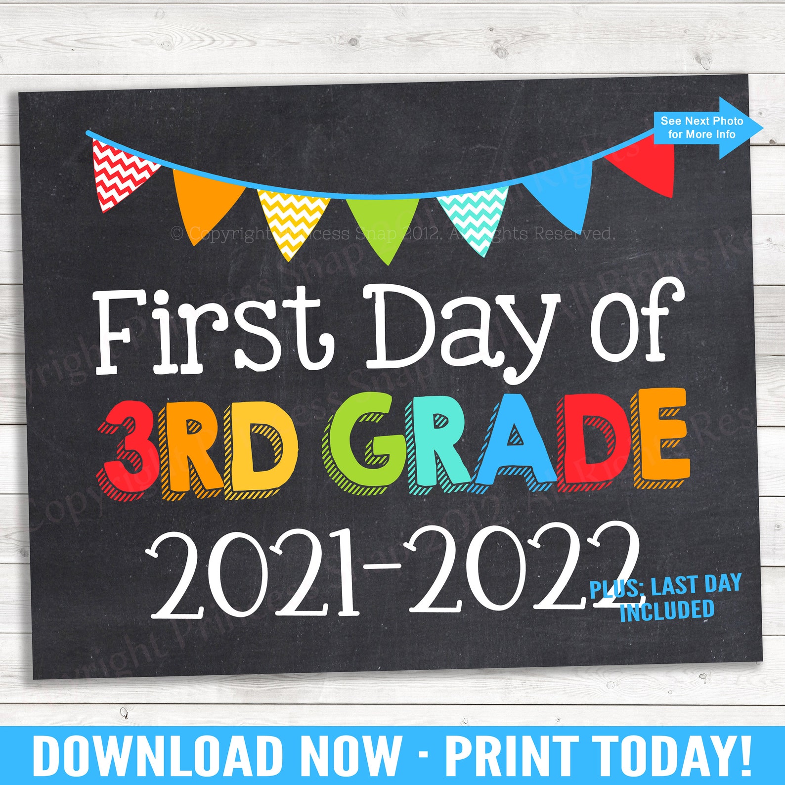 First and Last Day of 3rd Grade 2021-2022 School Photo Prop | Etsy