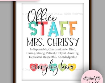 Office Staff, School Secretary, Administrative Assistant Appreciation Gift Printable, Secretary Christmas Gift,  Secretary Thank You SSR