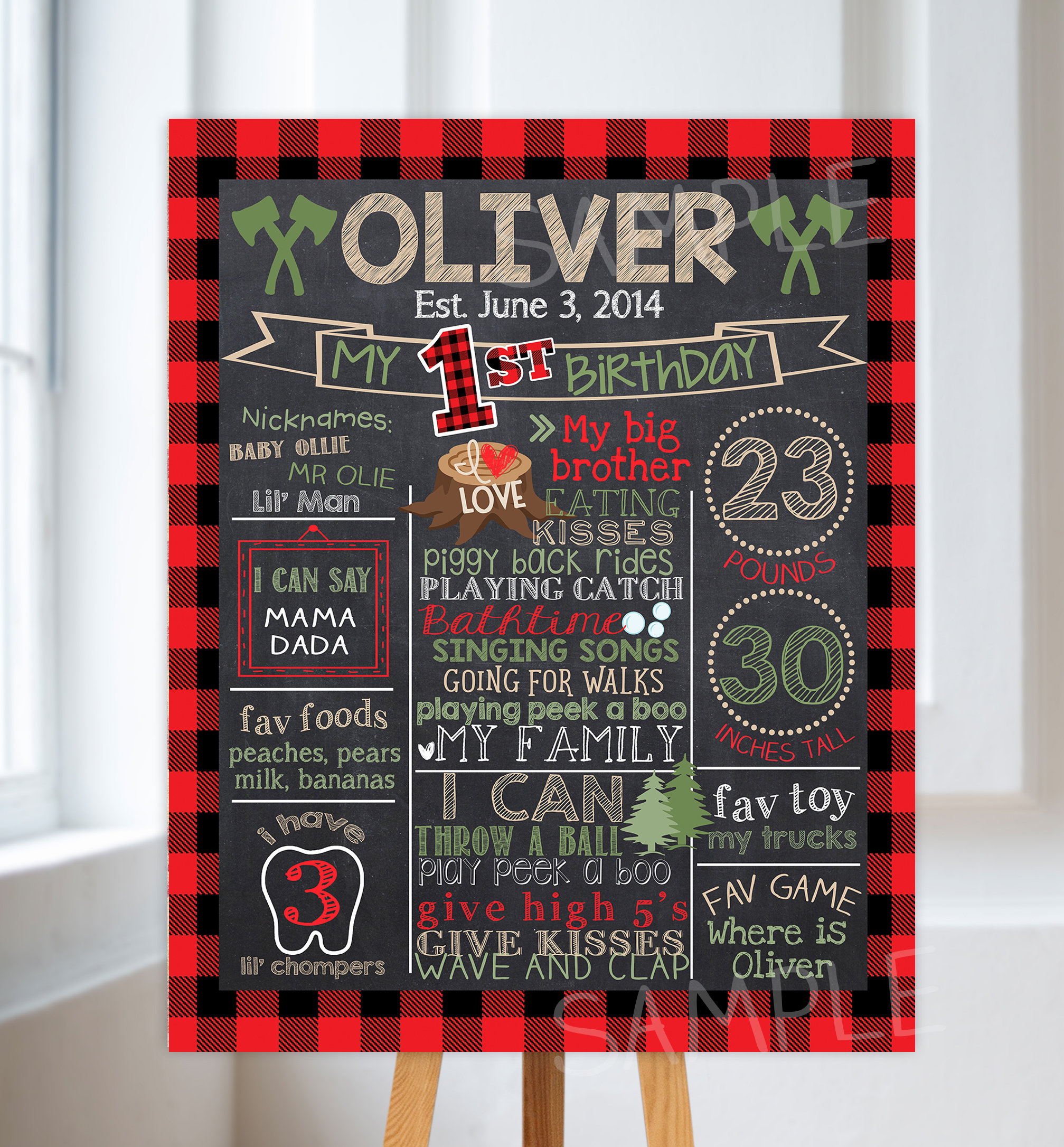 Lumberjack First Birthday Chalkboard Lumberjack 1st Birthday Etsy