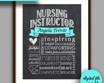 Nursing Instructor Gift - Nurse Graduate Gift - Nursing Appreciation Gift - Thank you Nurse - CHALKBOARD Style Printable CN1