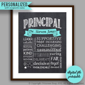 Principal Gift, Principal  Chalkboard Style Printable, Customized Principal Gift, Unique Principal Gift, Personalized Digital File PT1T