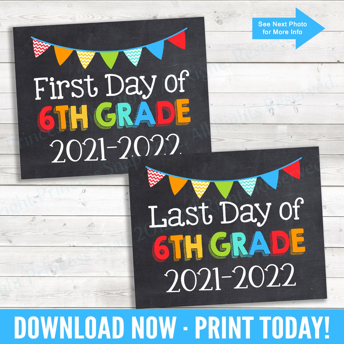 First and Last Day of 6th Grade 20212022 School Photo Prop Etsy