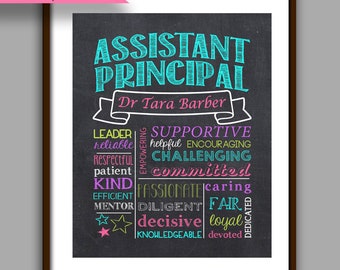 Assistant Principal Gift, Pink Assistant Principal Chalkboard Style Printable, Unique Assistant  Principal Gift, Personalized File AP2