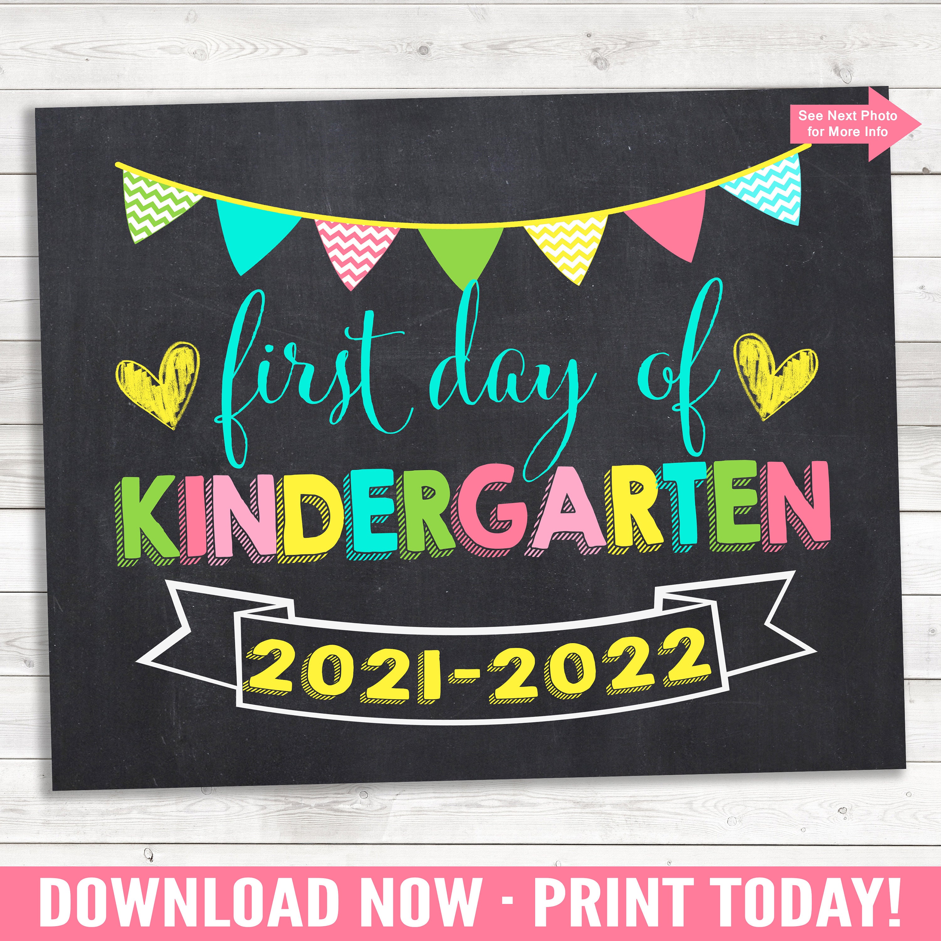 First And Last Day Of Kindergarten 2021 2022 Pink Yellow Etsy