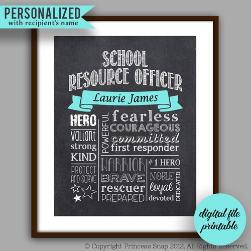 School Resource Officer Gift School Security Guard Chalkboard Etsy