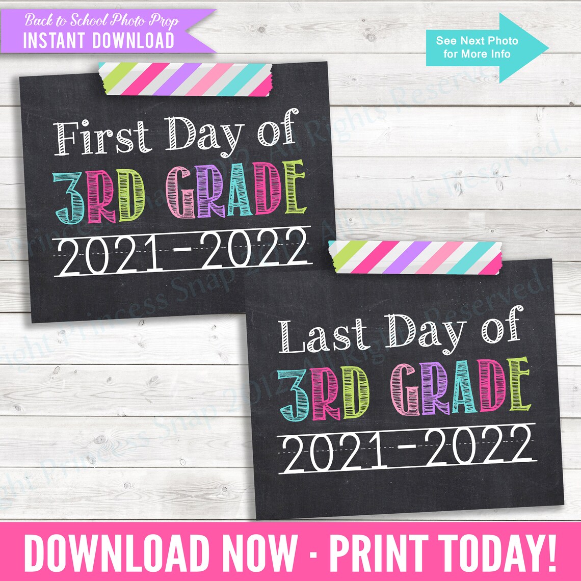 First and Last Day of 3rd Grade 2021-2022 Photo Prop Pink | Etsy