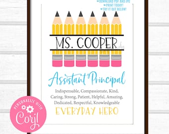 Assistant Principal Gift, Assistant Principal Quote Printable, Unique Assistant  Principal Gift, Personalized Digital File AP1 og