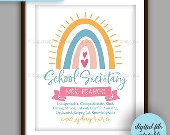 School Secretary, Administrative Assistant Appreciation Gift Printable, Secretary Christmas Gift,  Secretary Thank You