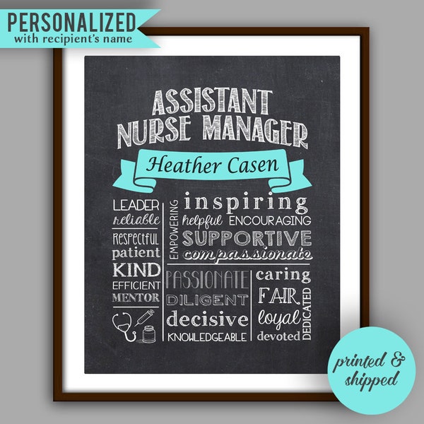 Assistant Nurse Manager Gift - Nurse Graduate Gift - Nursing Appreciation Gift - Thank you Nurse - CHALKBOARD Style Printable CN4