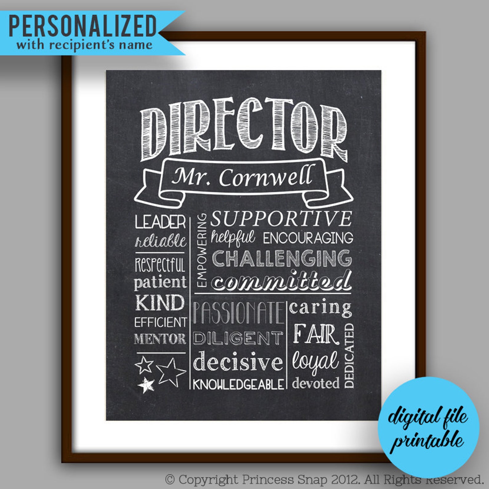 Director Gift Director GIft Chalkboard Printable Principal Etsy