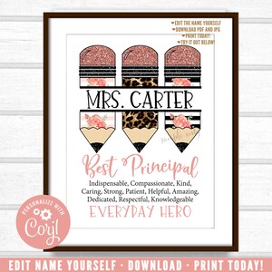 Leopard Principal Gift, Principal Pencils Printable, Customized Principal Gift, Unique Principal Gift, Personalized Digital File PT1W og