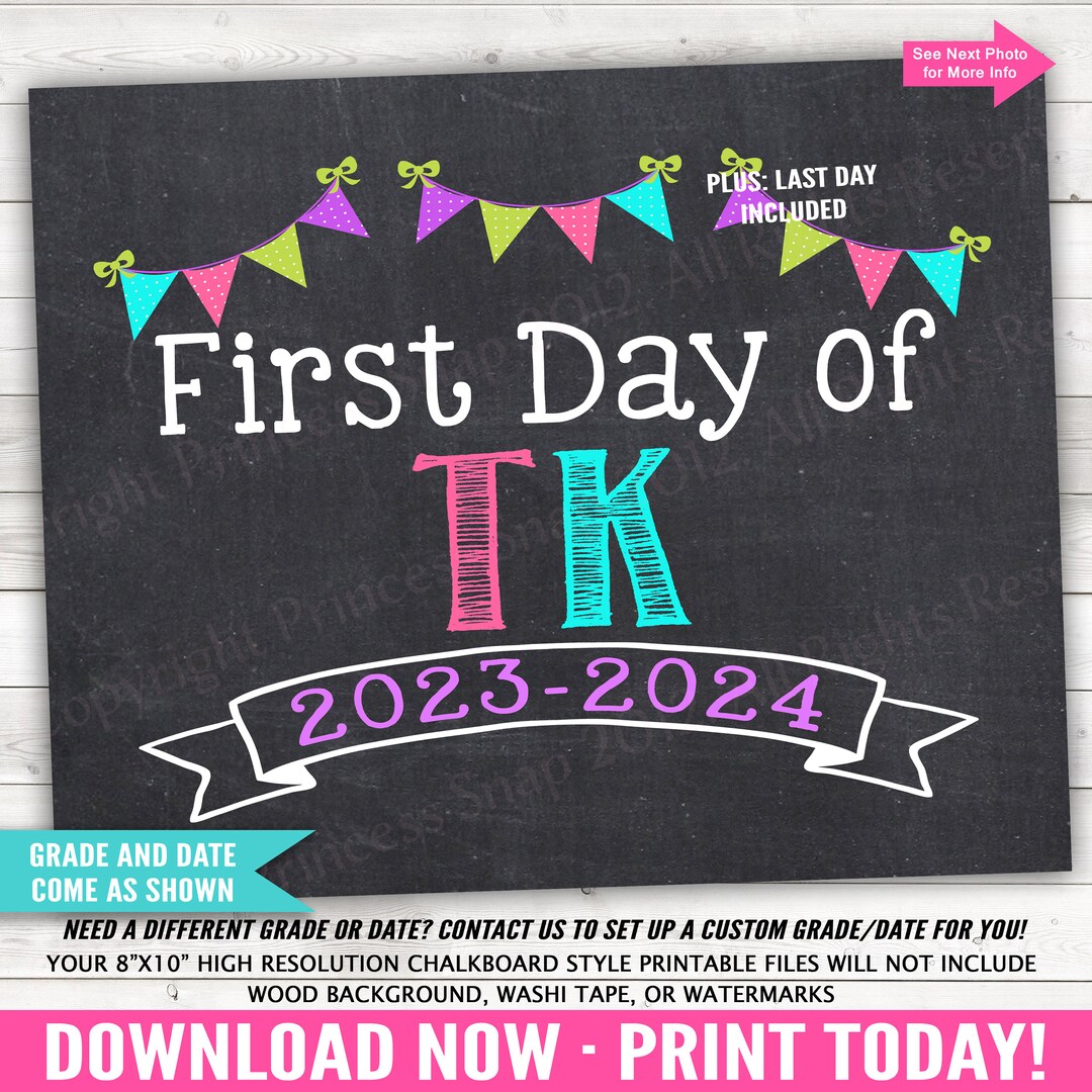 First and Last Day of TK 2023-2024 Transitional Kindergarten - Etsy