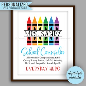 School Counselor Gift, Counselor Crayon Printable, Counselor Quote Christmas Gift,  Counselor Thank You, Counselor Printable, Digital 8x10