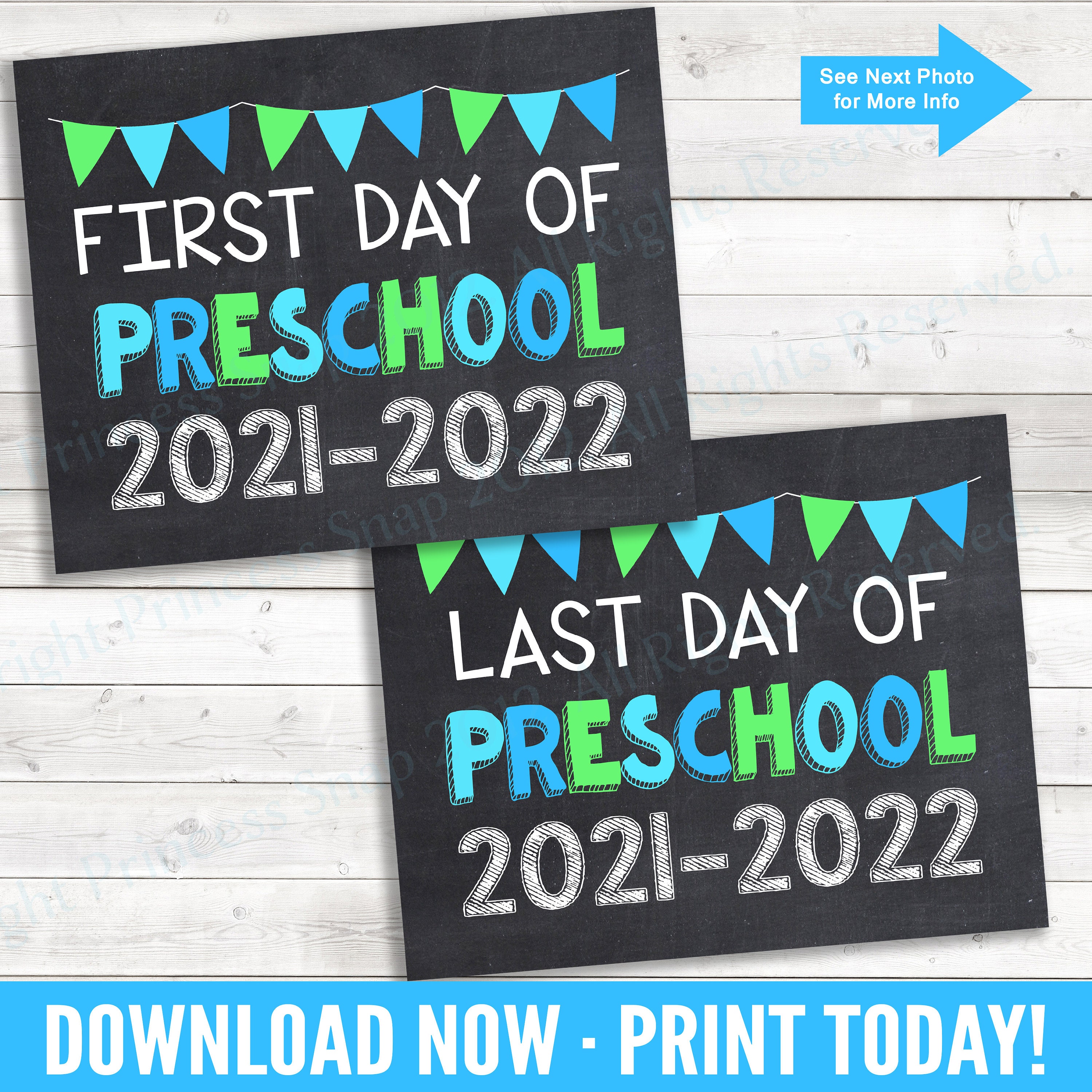 First and Last Day of Preschool 20212022 Preschool Photo Etsy