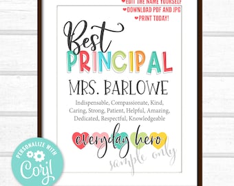 Principal Gift, Principal Printable, Customized Principal Gift, Unique Principal Gift, Personalized Digital Downloadable Digital File 1341