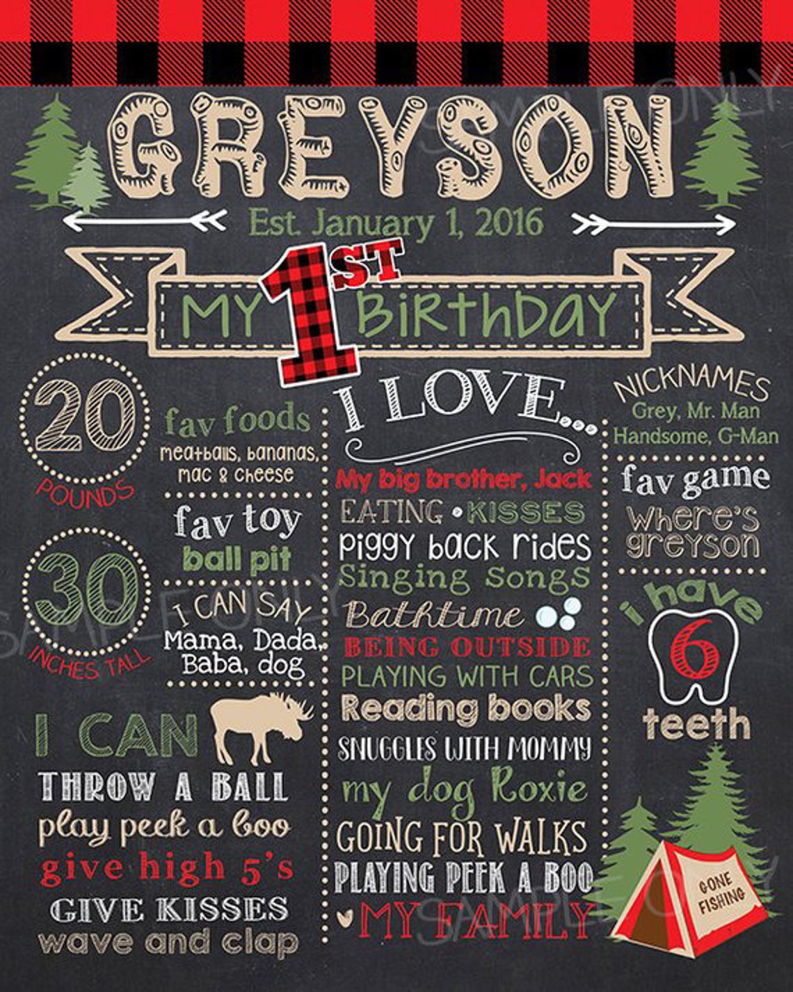 Lumberjack 1st Birthday Chalk Board Lumberjack First Birthday Etsy
